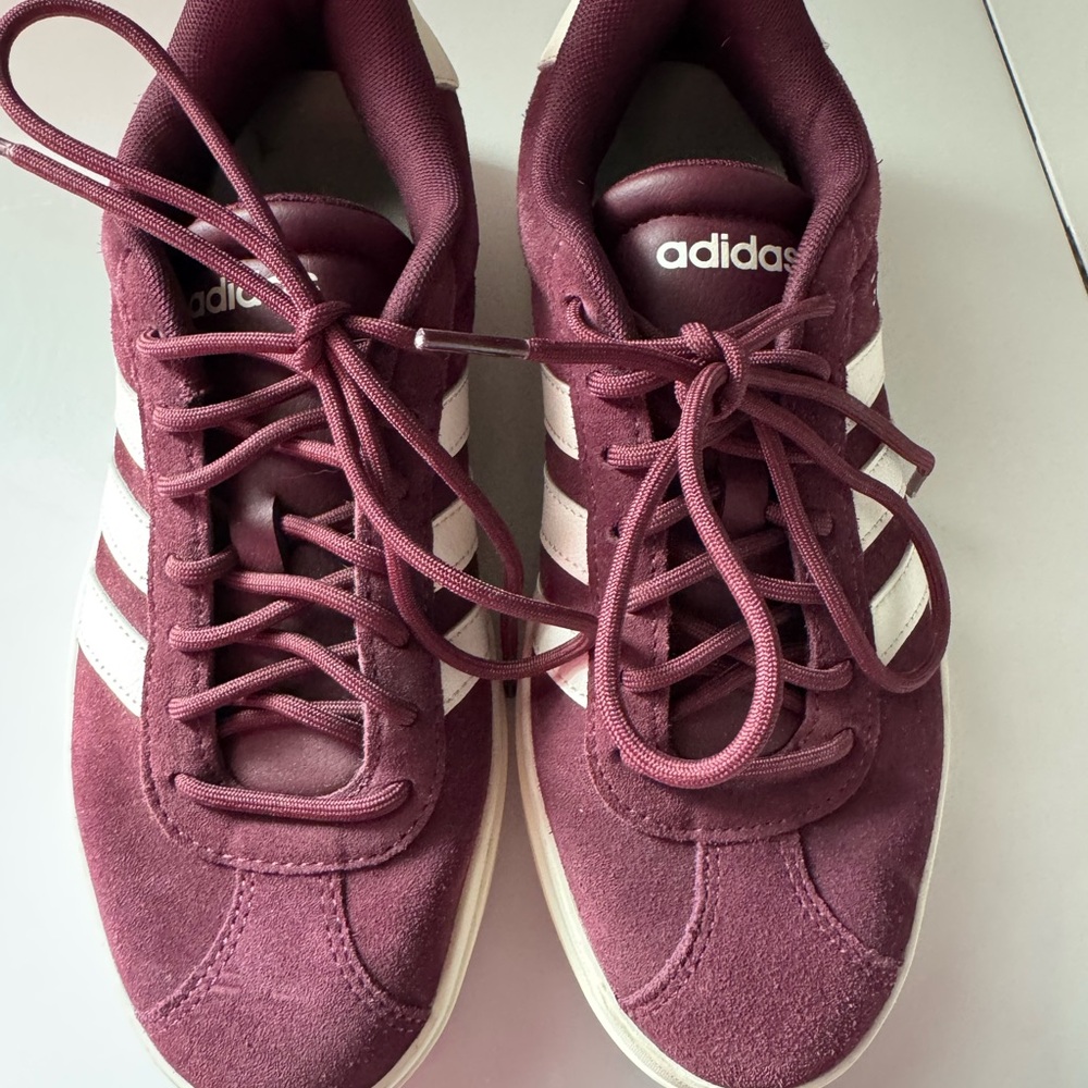 Adidas VL Court Bold Women’s Burgundy Suede Platform Sneakers 6.5 - Picture 3 of 5